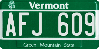 VT license plate AFJ609