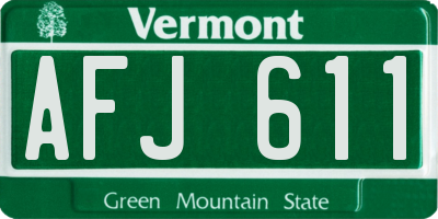 VT license plate AFJ611