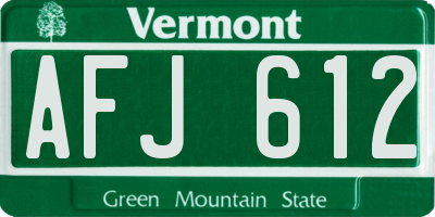 VT license plate AFJ612