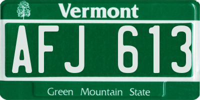 VT license plate AFJ613