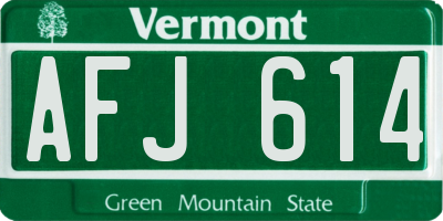 VT license plate AFJ614