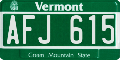 VT license plate AFJ615