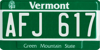 VT license plate AFJ617