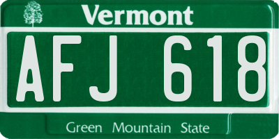 VT license plate AFJ618