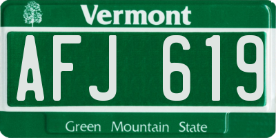 VT license plate AFJ619
