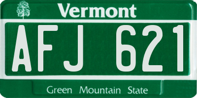 VT license plate AFJ621
