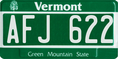 VT license plate AFJ622