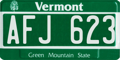 VT license plate AFJ623