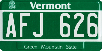 VT license plate AFJ626