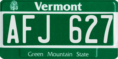 VT license plate AFJ627