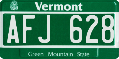 VT license plate AFJ628