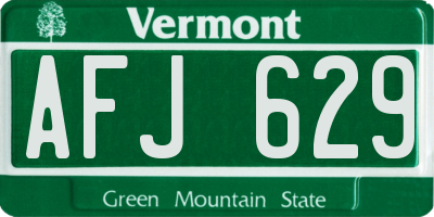 VT license plate AFJ629