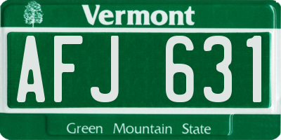 VT license plate AFJ631