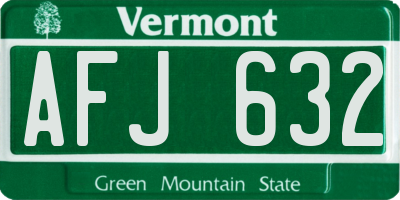 VT license plate AFJ632