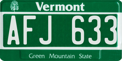 VT license plate AFJ633