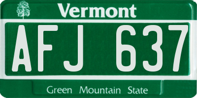 VT license plate AFJ637