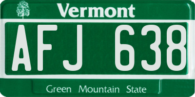 VT license plate AFJ638