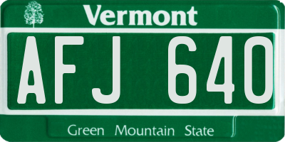 VT license plate AFJ640