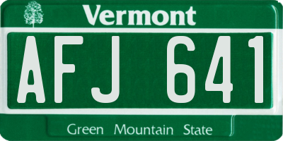 VT license plate AFJ641