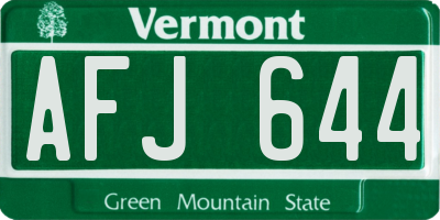 VT license plate AFJ644