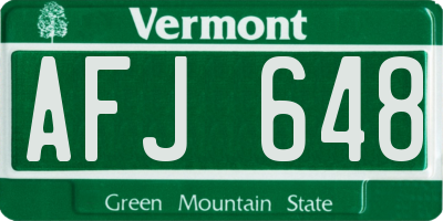 VT license plate AFJ648