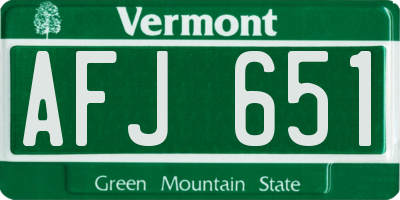 VT license plate AFJ651