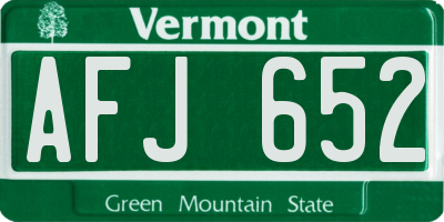 VT license plate AFJ652
