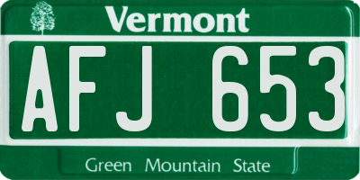 VT license plate AFJ653