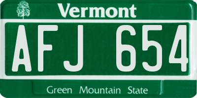 VT license plate AFJ654