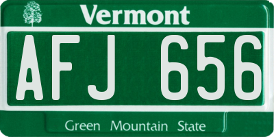 VT license plate AFJ656