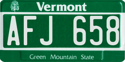 VT license plate AFJ658