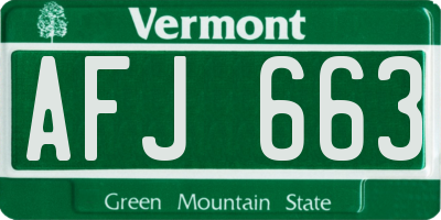 VT license plate AFJ663