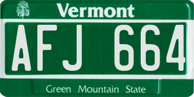 VT license plate AFJ664