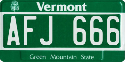 VT license plate AFJ666