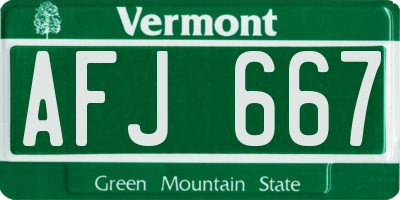 VT license plate AFJ667