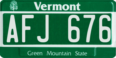 VT license plate AFJ676