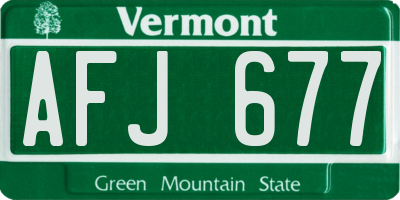 VT license plate AFJ677