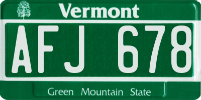 VT license plate AFJ678