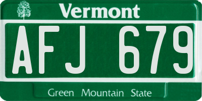 VT license plate AFJ679