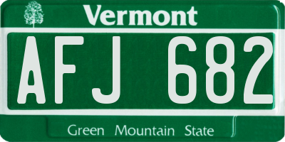 VT license plate AFJ682