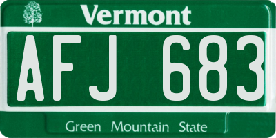 VT license plate AFJ683