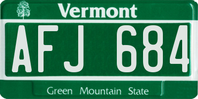 VT license plate AFJ684