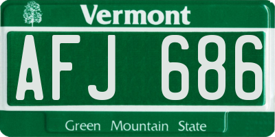 VT license plate AFJ686
