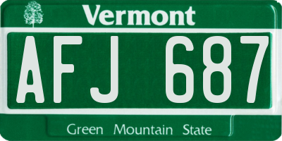 VT license plate AFJ687