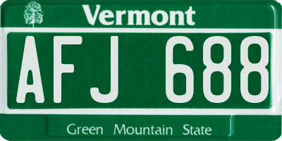 VT license plate AFJ688