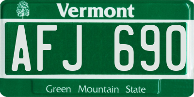 VT license plate AFJ690
