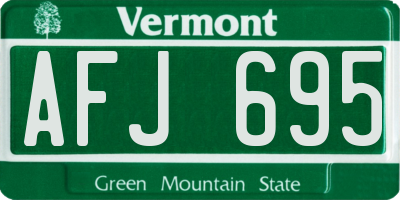 VT license plate AFJ695