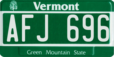 VT license plate AFJ696