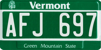 VT license plate AFJ697