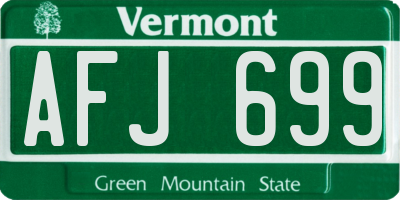 VT license plate AFJ699